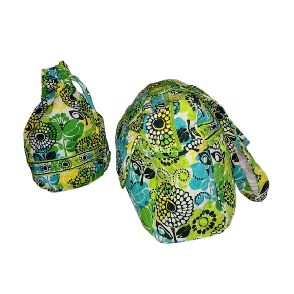 VERA BRADLEY LIMES UP DIAPER BAG & EXTRA SPARE DRAWSTRING CARRY ALL - Picture 10 of 11